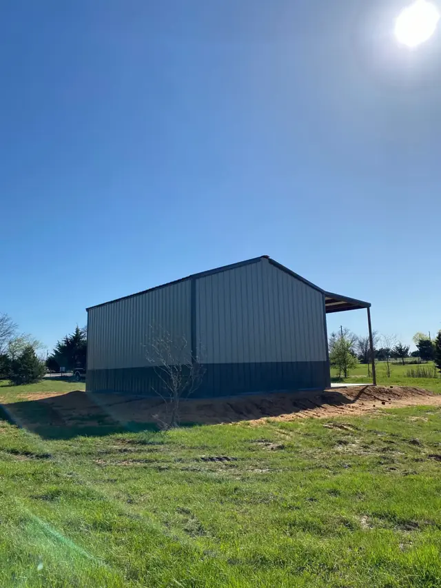 Metal building on a cleared site